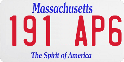 MA license plate 191AP6