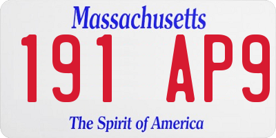 MA license plate 191AP9