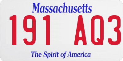 MA license plate 191AQ3