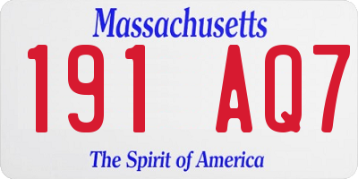 MA license plate 191AQ7