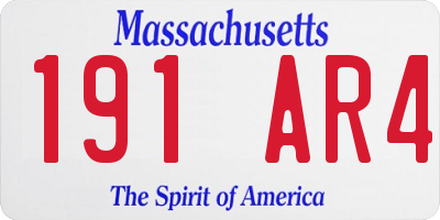 MA license plate 191AR4