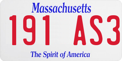 MA license plate 191AS3