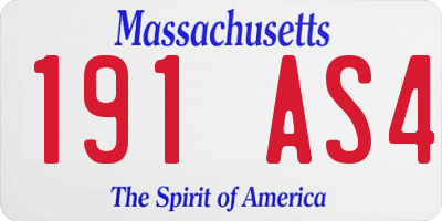MA license plate 191AS4