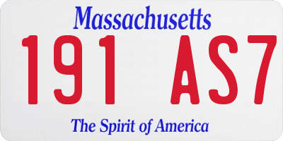 MA license plate 191AS7