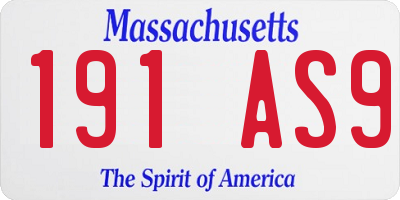 MA license plate 191AS9