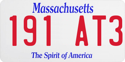 MA license plate 191AT3