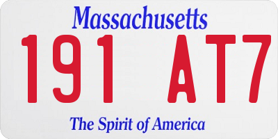 MA license plate 191AT7