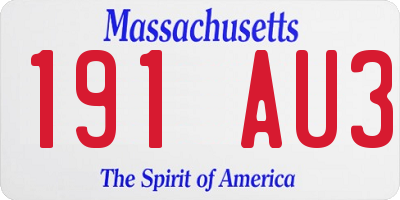 MA license plate 191AU3