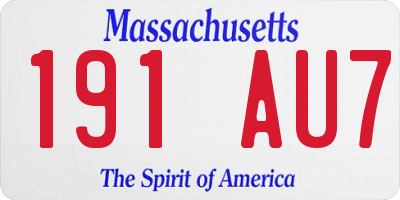 MA license plate 191AU7