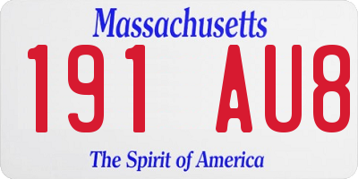 MA license plate 191AU8