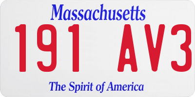 MA license plate 191AV3