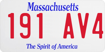 MA license plate 191AV4