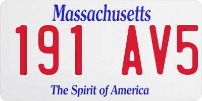 MA license plate 191AV5
