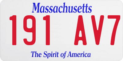 MA license plate 191AV7