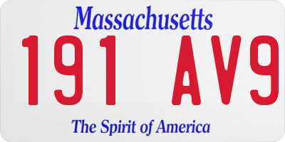 MA license plate 191AV9