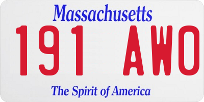 MA license plate 191AW0