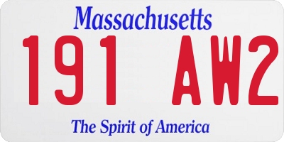 MA license plate 191AW2