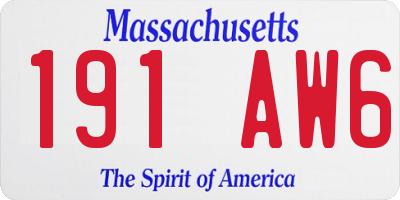 MA license plate 191AW6