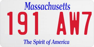 MA license plate 191AW7