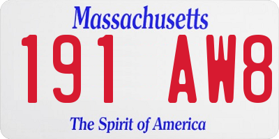 MA license plate 191AW8