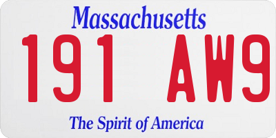 MA license plate 191AW9