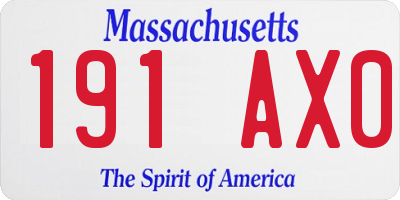 MA license plate 191AX0
