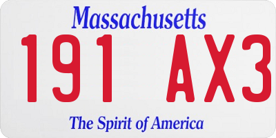 MA license plate 191AX3