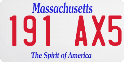 MA license plate 191AX5