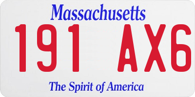 MA license plate 191AX6