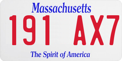 MA license plate 191AX7