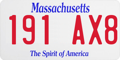 MA license plate 191AX8