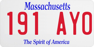 MA license plate 191AY0