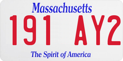 MA license plate 191AY2