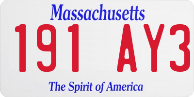 MA license plate 191AY3