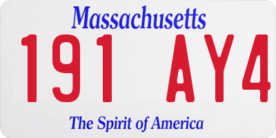 MA license plate 191AY4