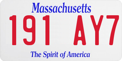 MA license plate 191AY7