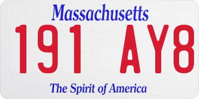 MA license plate 191AY8