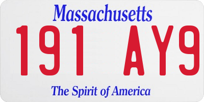 MA license plate 191AY9