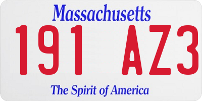 MA license plate 191AZ3