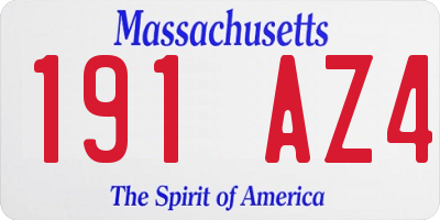 MA license plate 191AZ4