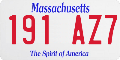 MA license plate 191AZ7