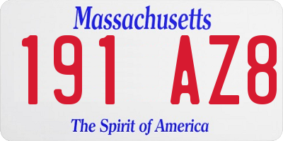 MA license plate 191AZ8