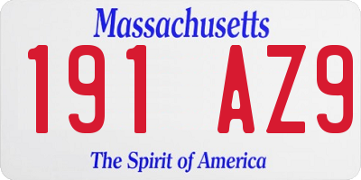 MA license plate 191AZ9