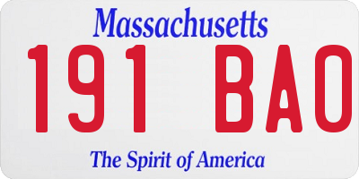 MA license plate 191BA0
