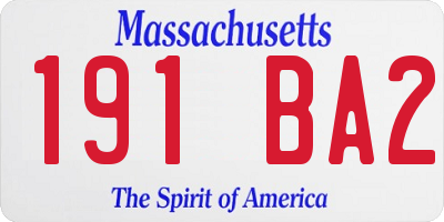 MA license plate 191BA2