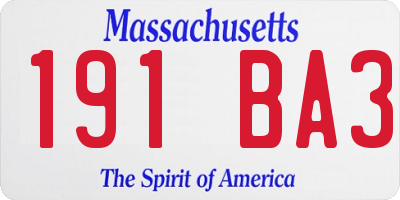 MA license plate 191BA3