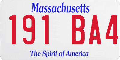 MA license plate 191BA4
