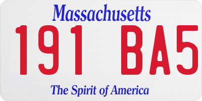 MA license plate 191BA5