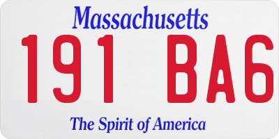 MA license plate 191BA6