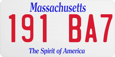 MA license plate 191BA7